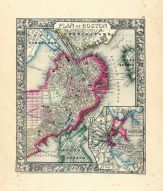 Boston, Charlestown, East Cambridge, World Atlas 1864 Mitchells New General Atlas